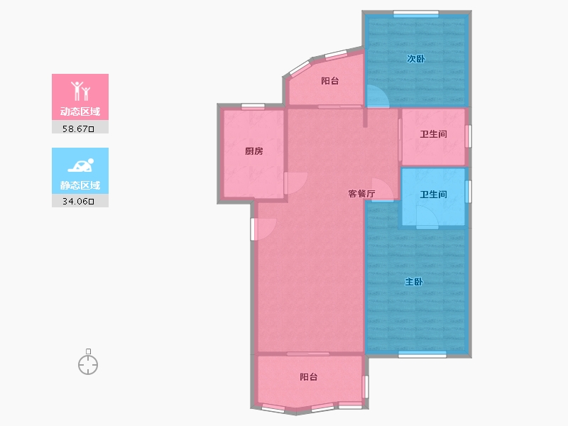 上海-上海市-莲花公寓-84.10-户型库-动静分区