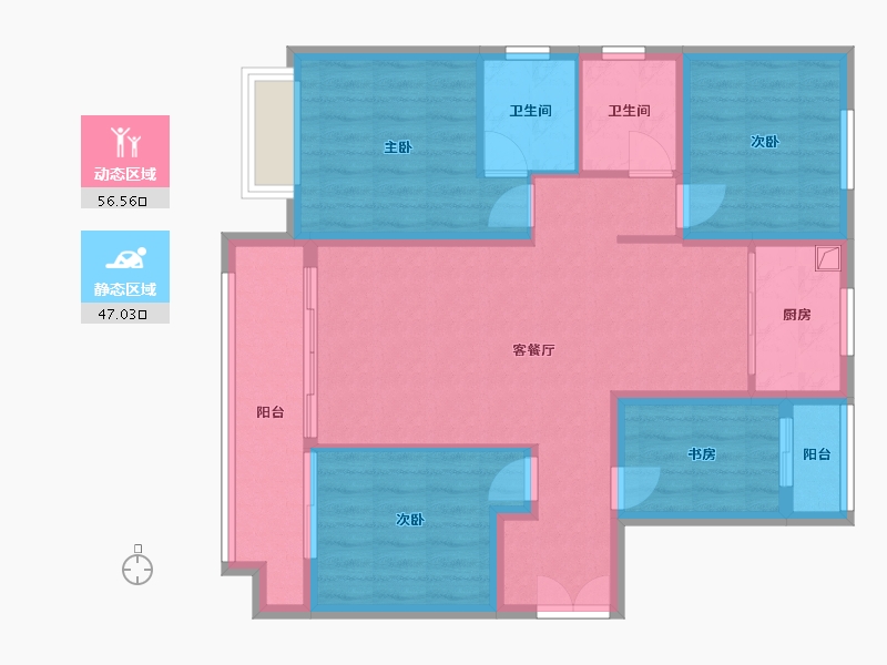 河北省-邯郸市-壹号院-103.94-户型库-动静分区