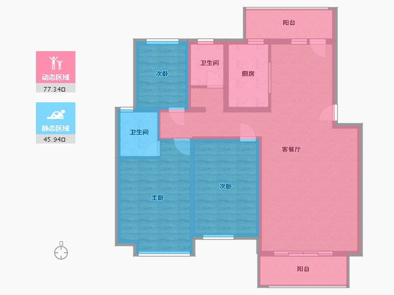 河南省-信阳市-湖畔春天二期-104.19-户型库-动静分区