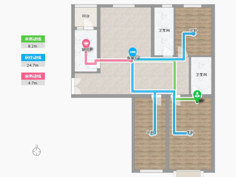 新疆维吾尔自治区-五家渠市-北海一号街-108.00-户型库-动静线