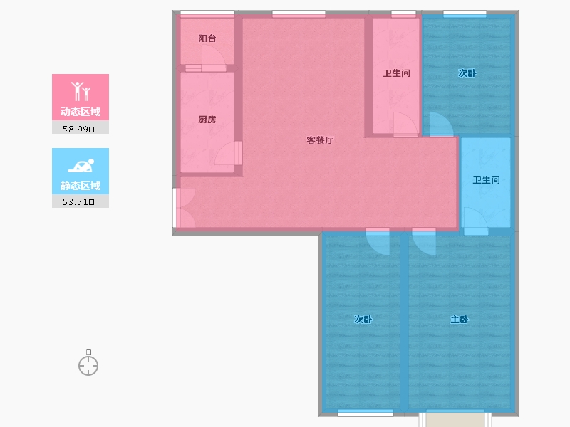 新疆维吾尔自治区-五家渠市-北海一号街-108.00-户型库-动静分区