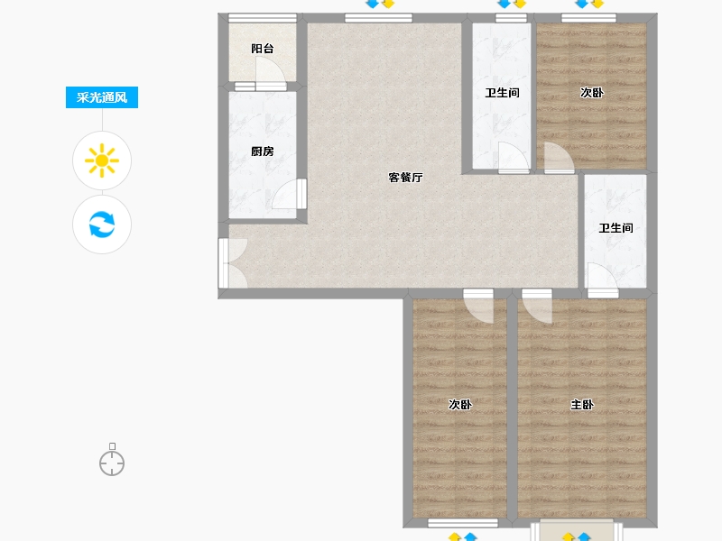 新疆维吾尔自治区-五家渠市-北海一号街-108.00-户型库-采光通风