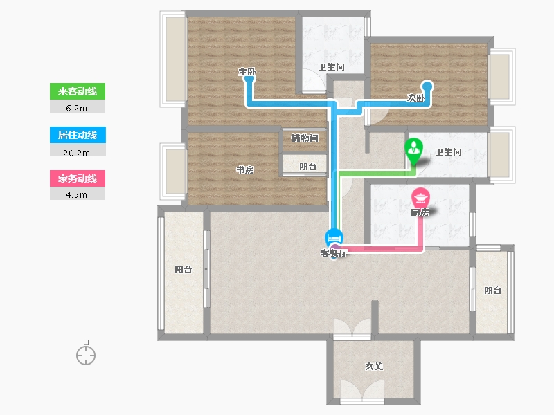 江苏省-南通市-清华园(沙圩路店)-140.00-户型库-动静线