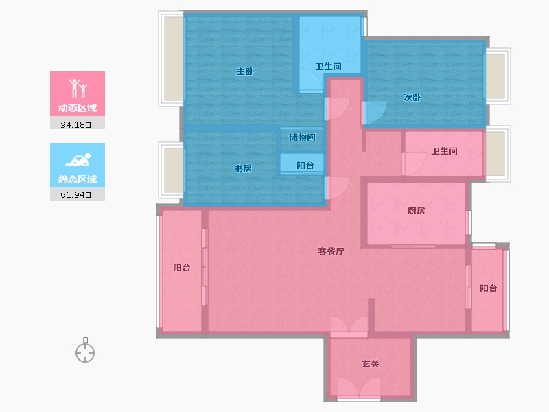 江苏省-南通市-清华园(沙圩路店)-140.00-户型库-动静分区