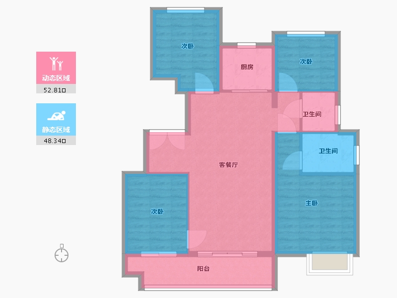 浙江省-衢州市-凤凰合院-90.94-户型库-动静分区