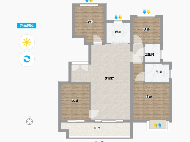 浙江省-衢州市-凤凰合院-90.94-户型库-采光通风