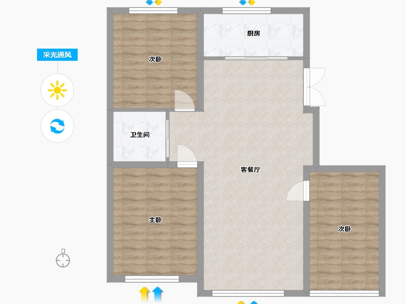 内蒙古自治区-通辽市-中央公馆一期-94.40-户型库-采光通风