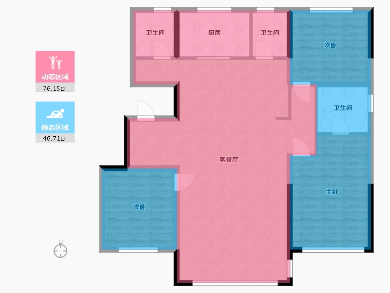 辽宁省-鞍山市-新东方天地-113.60-户型库-动静分区