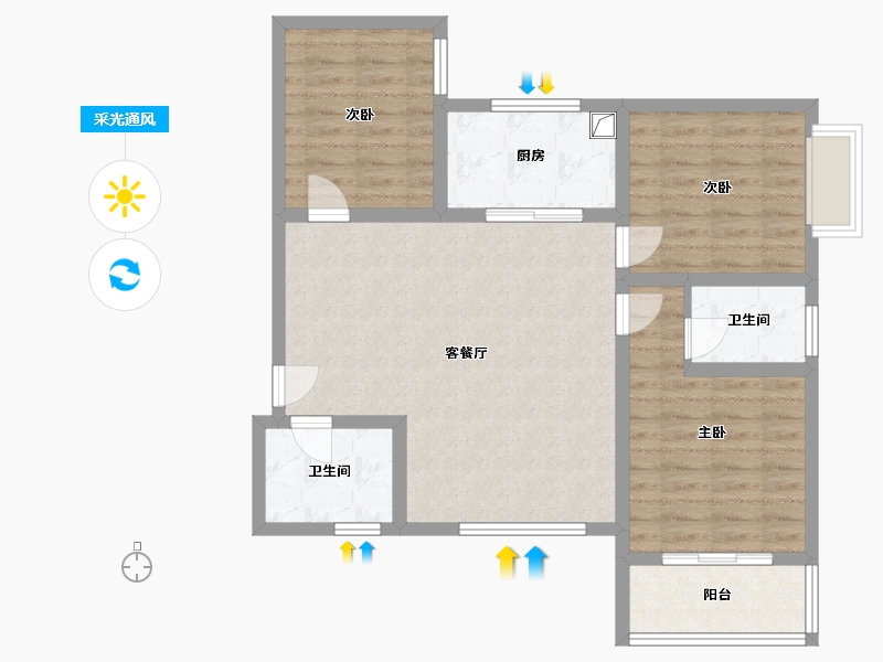 陕西省-西安市-西科大西影路院-89.97-户型库-采光通风