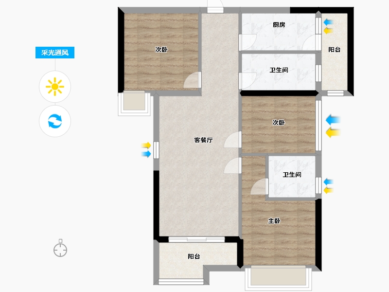 湖北省-荆州市-忆美当代城MOMA-77.60-户型库-采光通风