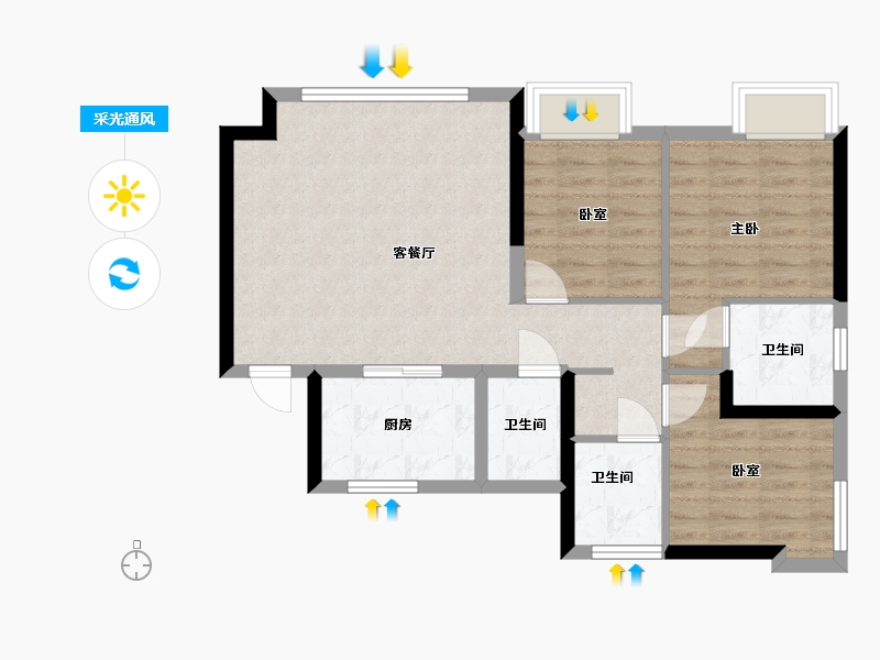 福建省-厦门市-保利中交云上-75.00-户型库-采光通风