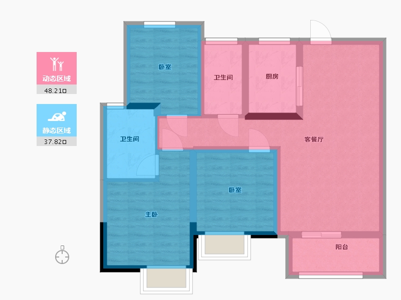 浙江省-嘉兴市-绿地智慧城-85.00-户型库-动静分区