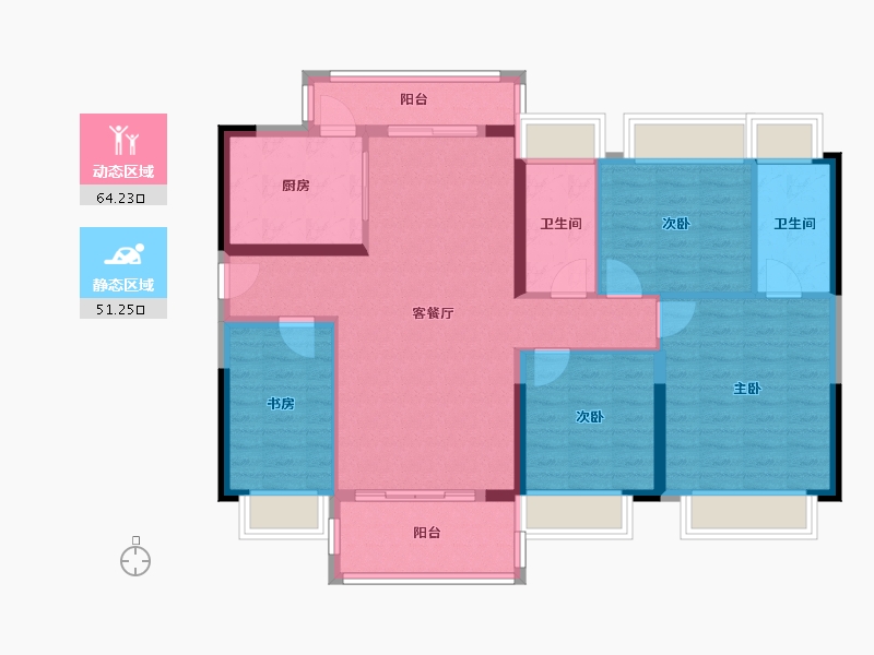 广东省-江门市-锦江国际新城-103.20-户型库-动静分区