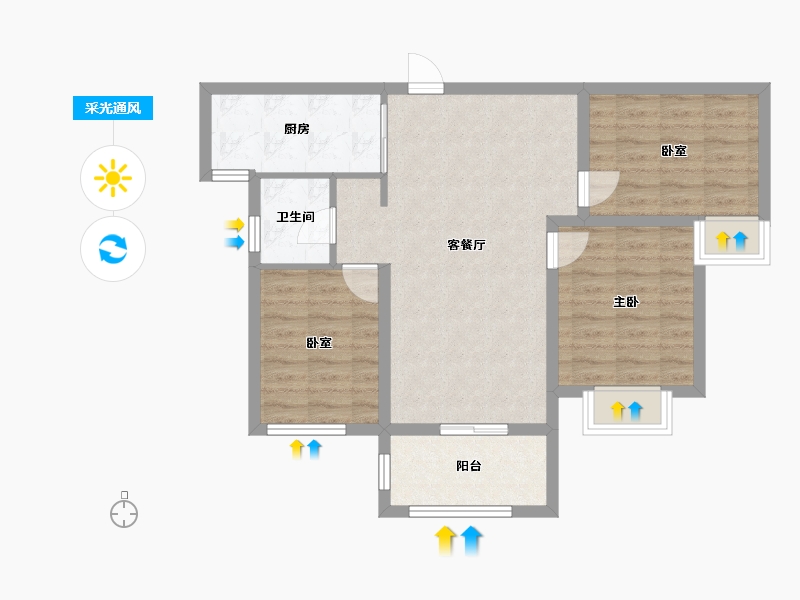 河南省-洛阳市-香榭里畔山-75.00-户型库-采光通风