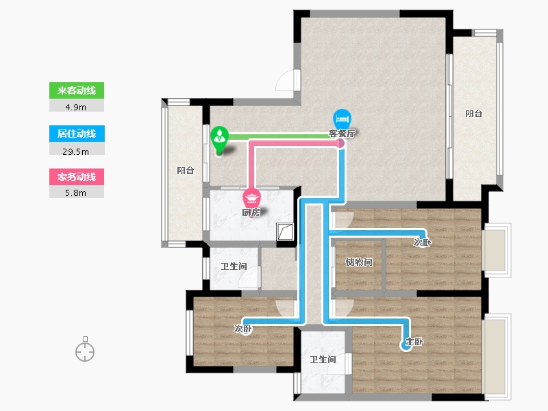 陕西省-铜川市-龙记檀府-130.68-户型库-动静线