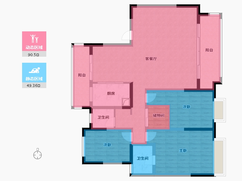 陕西省-铜川市-龙记檀府-130.68-户型库-动静分区