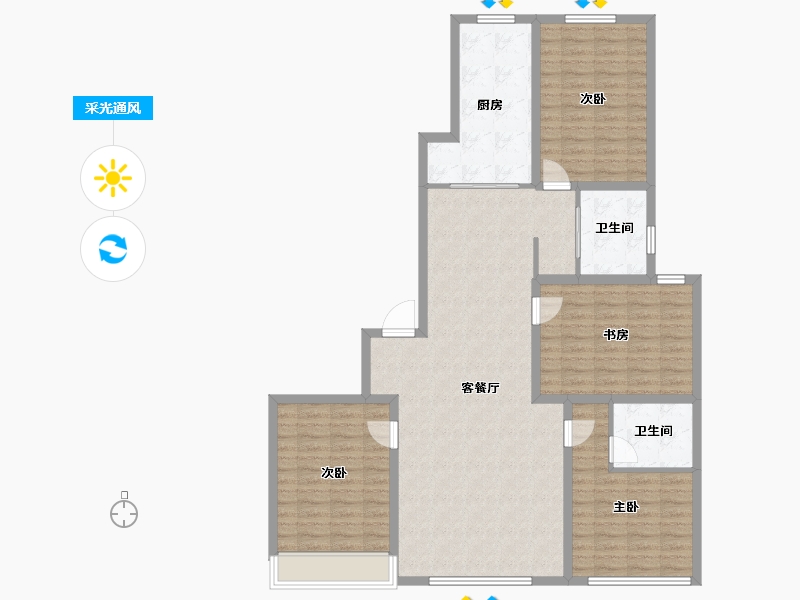 山东省-潍坊市-兰溪学府-124.80-户型库-采光通风