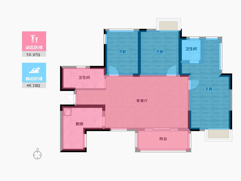 四川省-德阳市-鸿成仁合府-96.93-户型库-动静分区