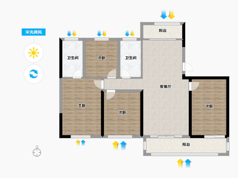 浙江省-温州市-后江锦苑-108.00-户型库-采光通风