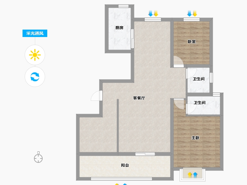 河南省-周口市-亿安新筑城市展厅-90.00-户型库-采光通风