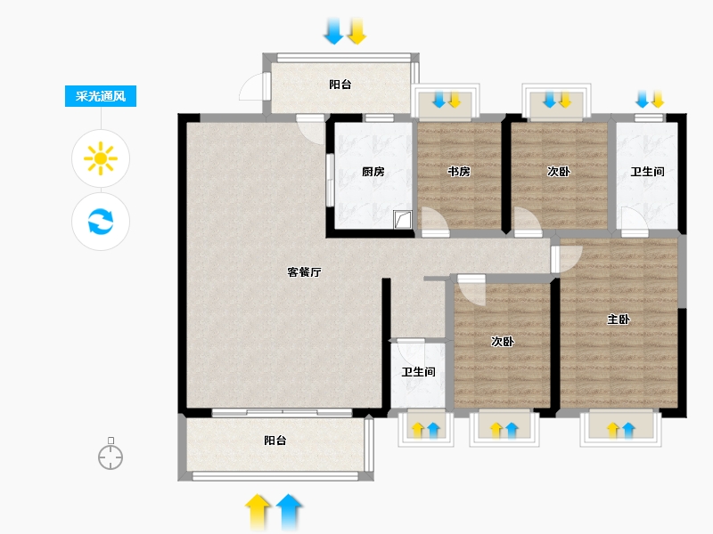 湖北省-孝感市-水岸华府-134.28-户型库-采光通风