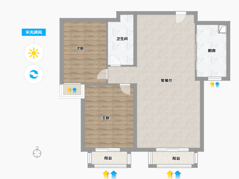 宁夏回族自治区-银川市-宝湖天下-86.40-户型库-采光通风