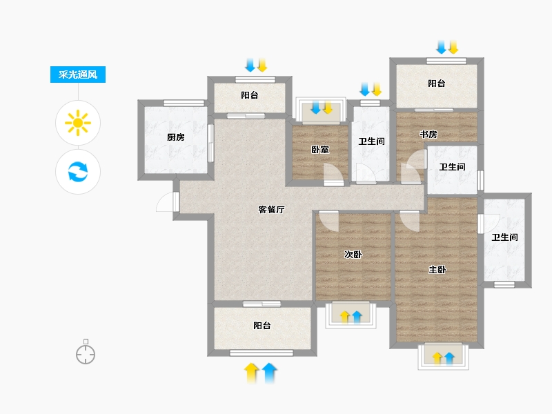 广东省-江门市-骏景湾文悦府-110.48-户型库-采光通风