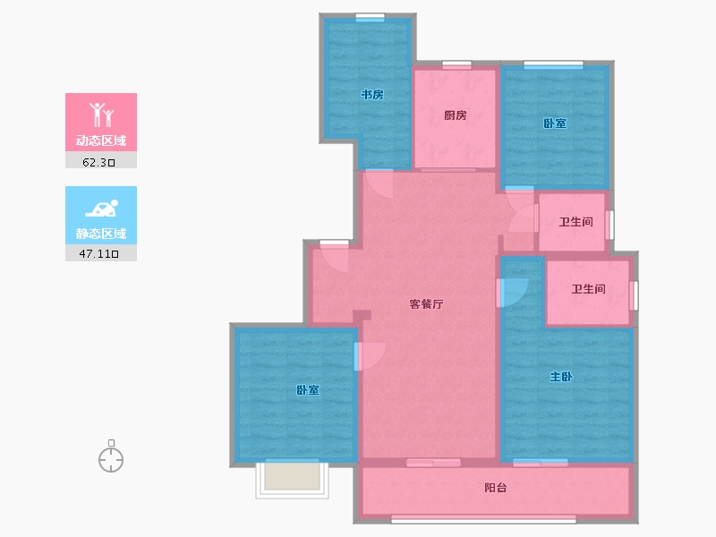 浙江省-宁波市-绿城春语云树-99.60-户型库-动静分区