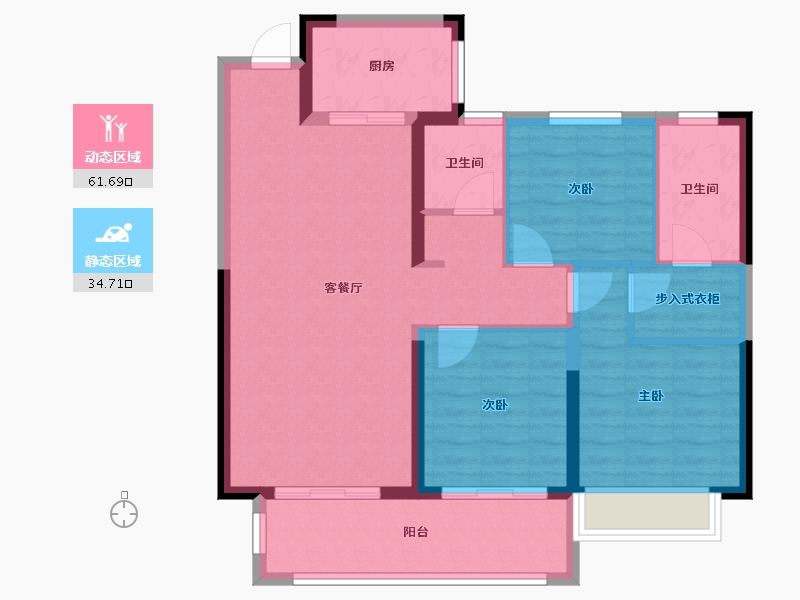 河南省-平顶山市-常绿林溪天悦-86.40-户型库-动静分区