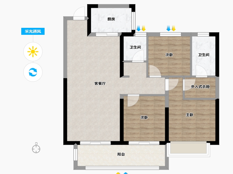 河南省-平顶山市-常绿林溪天悦-86.40-户型库-采光通风