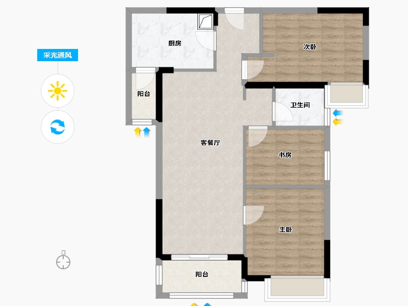 湖北省-鄂州市-葛店新城-82.09-户型库-采光通风