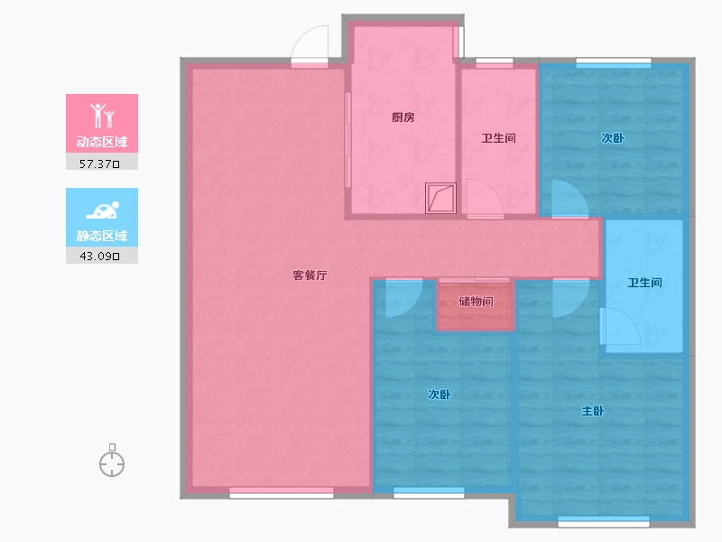 辽宁省-沈阳市-保利云上-94.40-户型库-动静分区