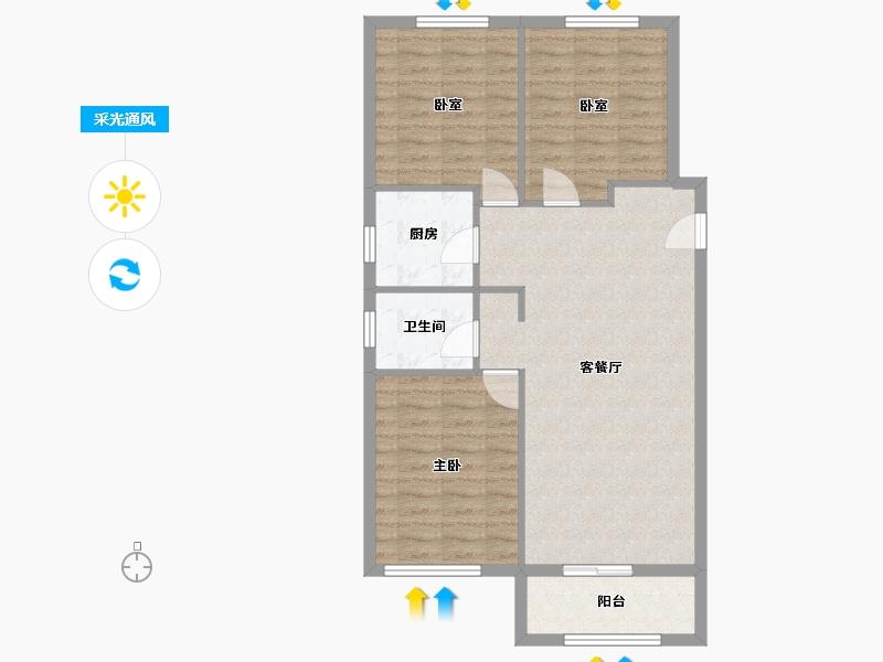 河北省-石家庄市-时代新城-96.00-户型库-采光通风