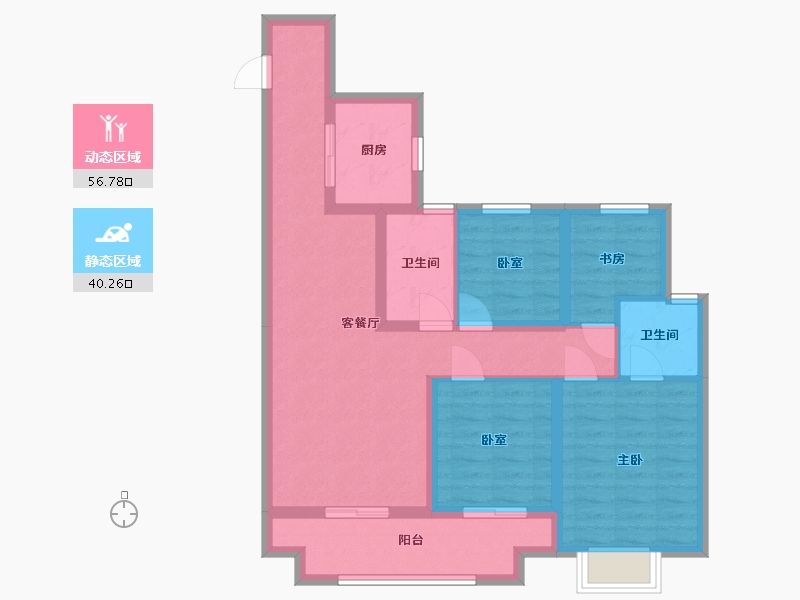 陕西省-铜川市-中骏世界城-96.00-户型库-动静分区