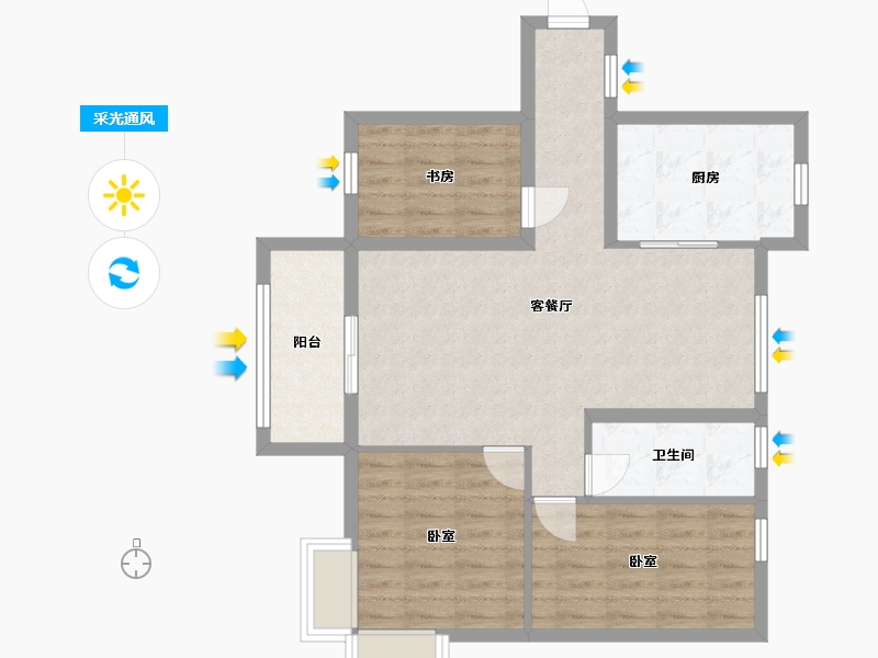 广东省-韶关市-汇展金桂城-69.76-户型库-采光通风