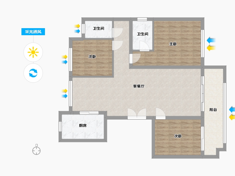 山东省-临沂市-裕隆文博苑-107.12-户型库-采光通风