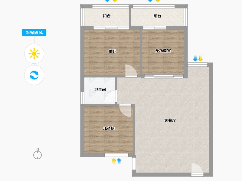 福建省-福州市-颐海花园-74.00-户型库-采光通风