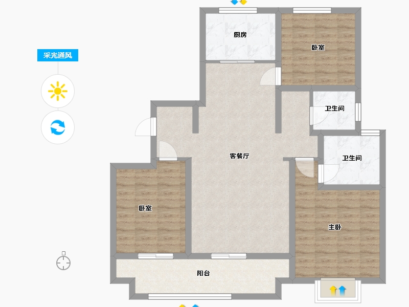 山东省-潍坊市-世茂云图-99.20-户型库-采光通风