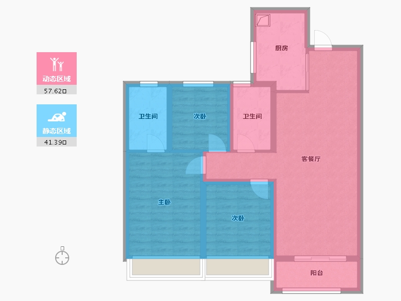 陕西省-西安市-龙湖天曜-87.90-户型库-动静分区