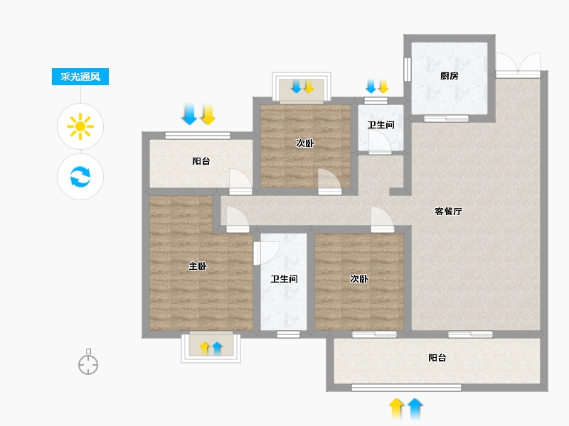 云南省-昭通市-乡悦南湾-106.41-户型库-采光通风