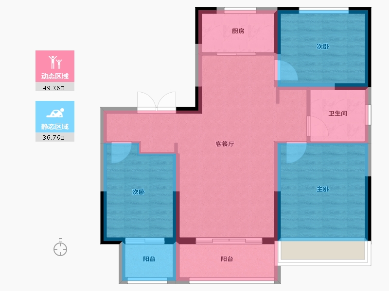 山东省-德州市-滨河花园-92.00-户型库-动静分区