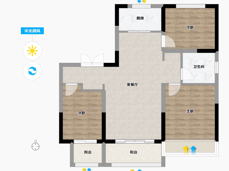 山东省-德州市-滨河花园-92.00-户型库-采光通风