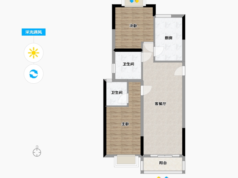 河南省-平顶山市-恒大珺睿府-80.00-户型库-采光通风