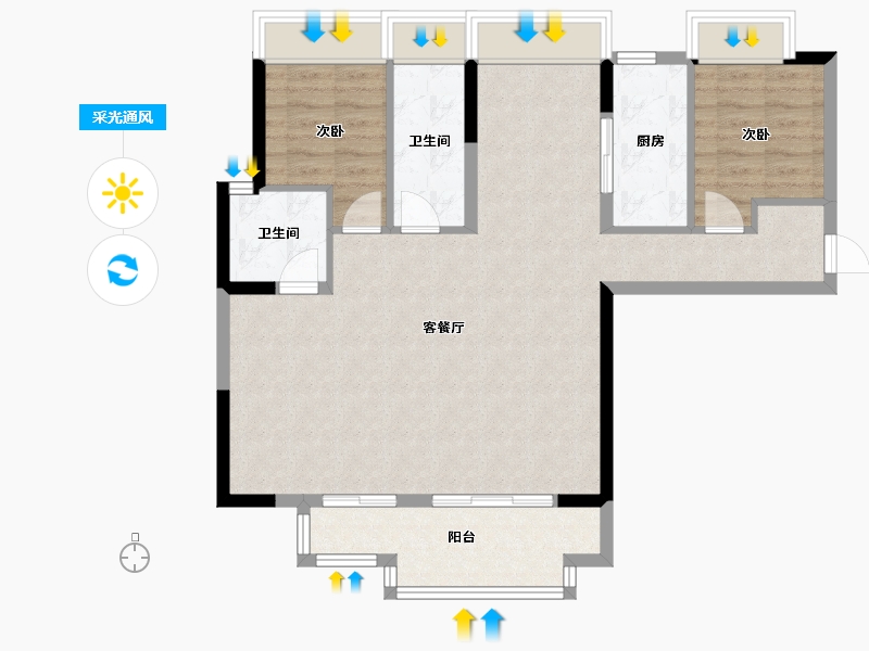 四川省-宜宾市-碧桂园江山赋-110.40-户型库-采光通风