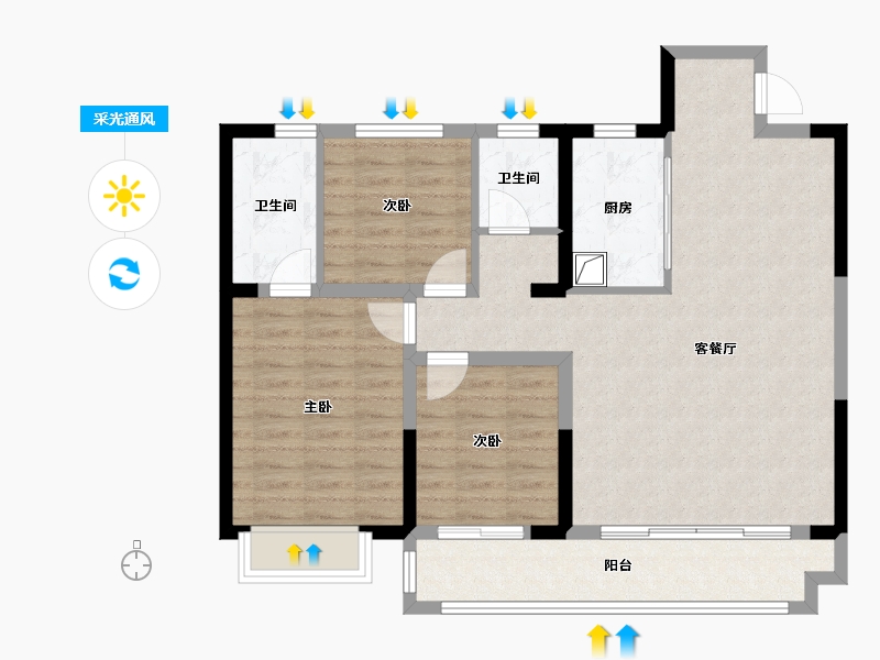 陕西省-西安市-泰发祥时光雅境-97.13-户型库-采光通风