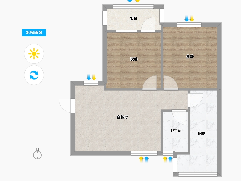 广东省-珠海市-豪景花园翠景花园-49.60-户型库-采光通风