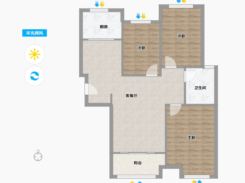 陕西省-西安市-金辉·世界城-90.00-户型库-采光通风