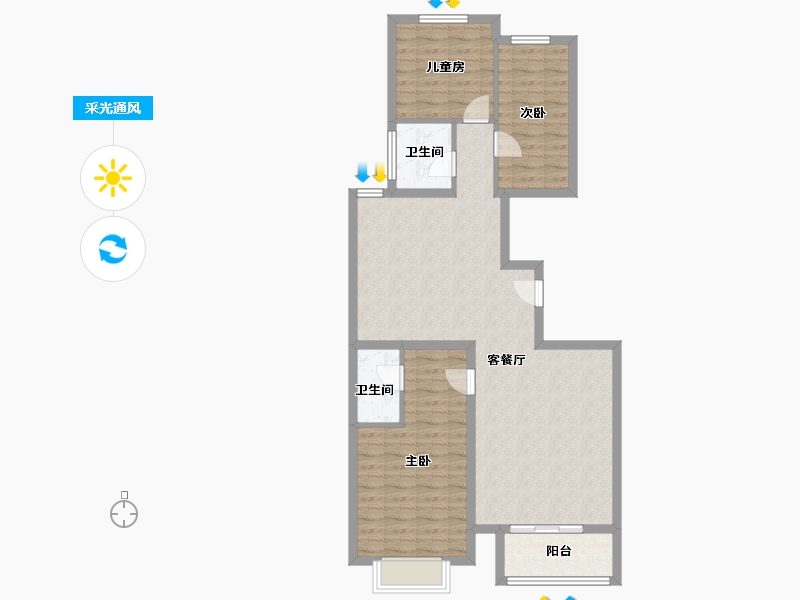 河北省-廊坊市-顺泽水榭花城-94.00-户型库-采光通风