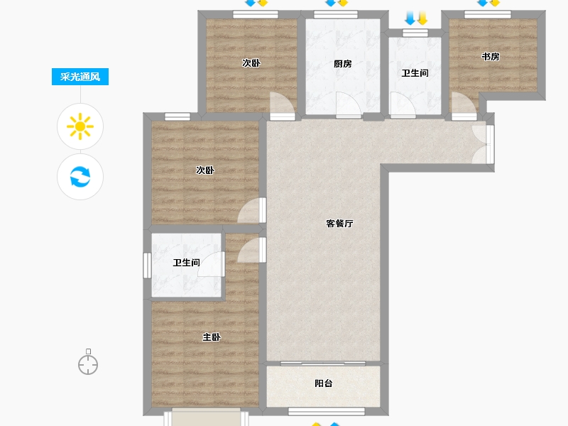 甘肃省-兰州市-轨道城市曙光-107.62-户型库-采光通风