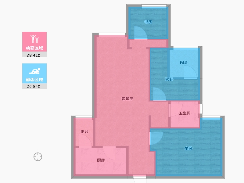 重庆-重庆市-新鸥鹏教育城-56.80-户型库-动静分区